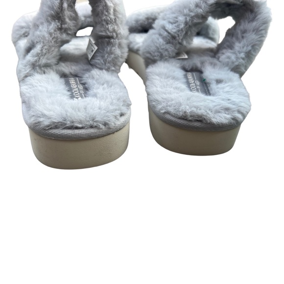 Koolaburra by Ugg double strap slide faux fur 10 gray slippers hard bottom - Picture 4 of 10